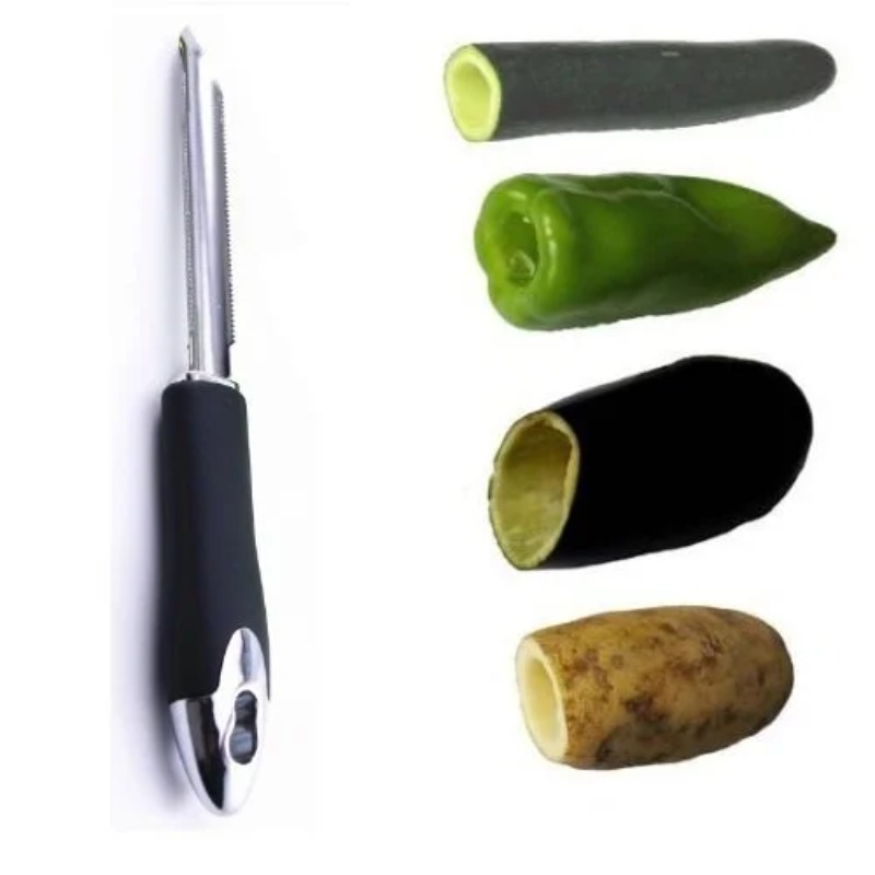 Apple Corer Slicer - เครื่องมือคว้านเมล็ดผลไม้แบบพกพา 1 ชิ้น ทำจากสแตนเลส สำหรับพริกไทย มะเขือเทศ