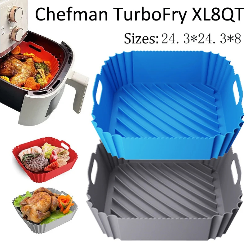 Kitchen Gadgets Air Fryer - ขนาดใหญ่ Air Fryer ซิลิโคนตะกร้าถาดหม้อ Square Non-stick