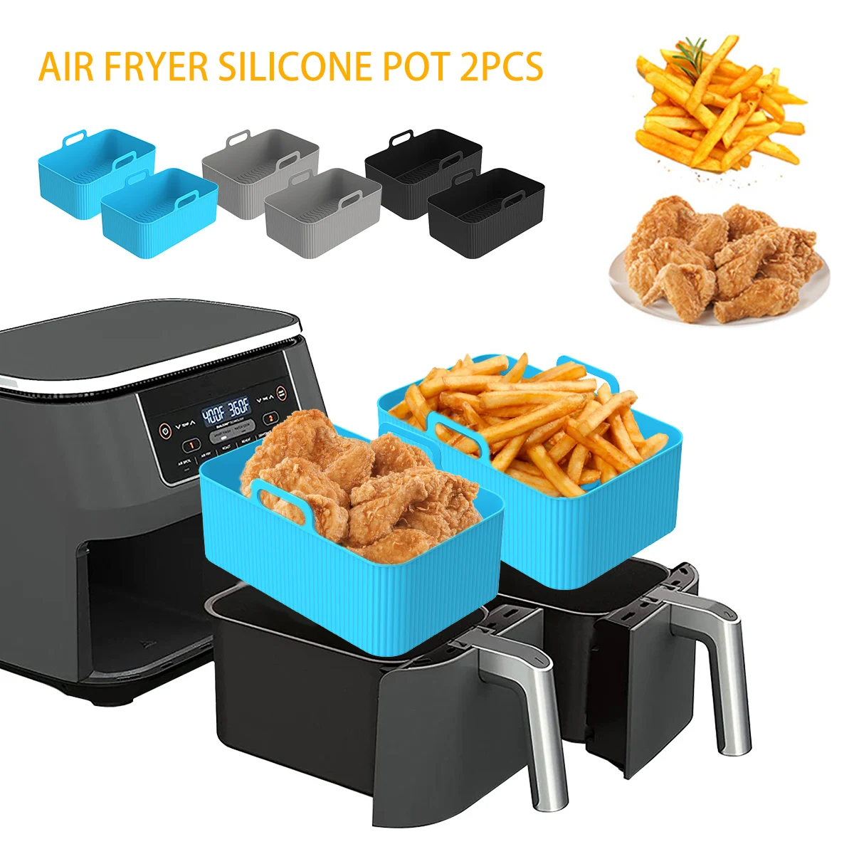 Kitchen Gadgets Air Fryer - 2Pcs Air FryerซิลิโคนสําหรับNinja Dual Air Fryerอุปกรณ์เสริมReusable
