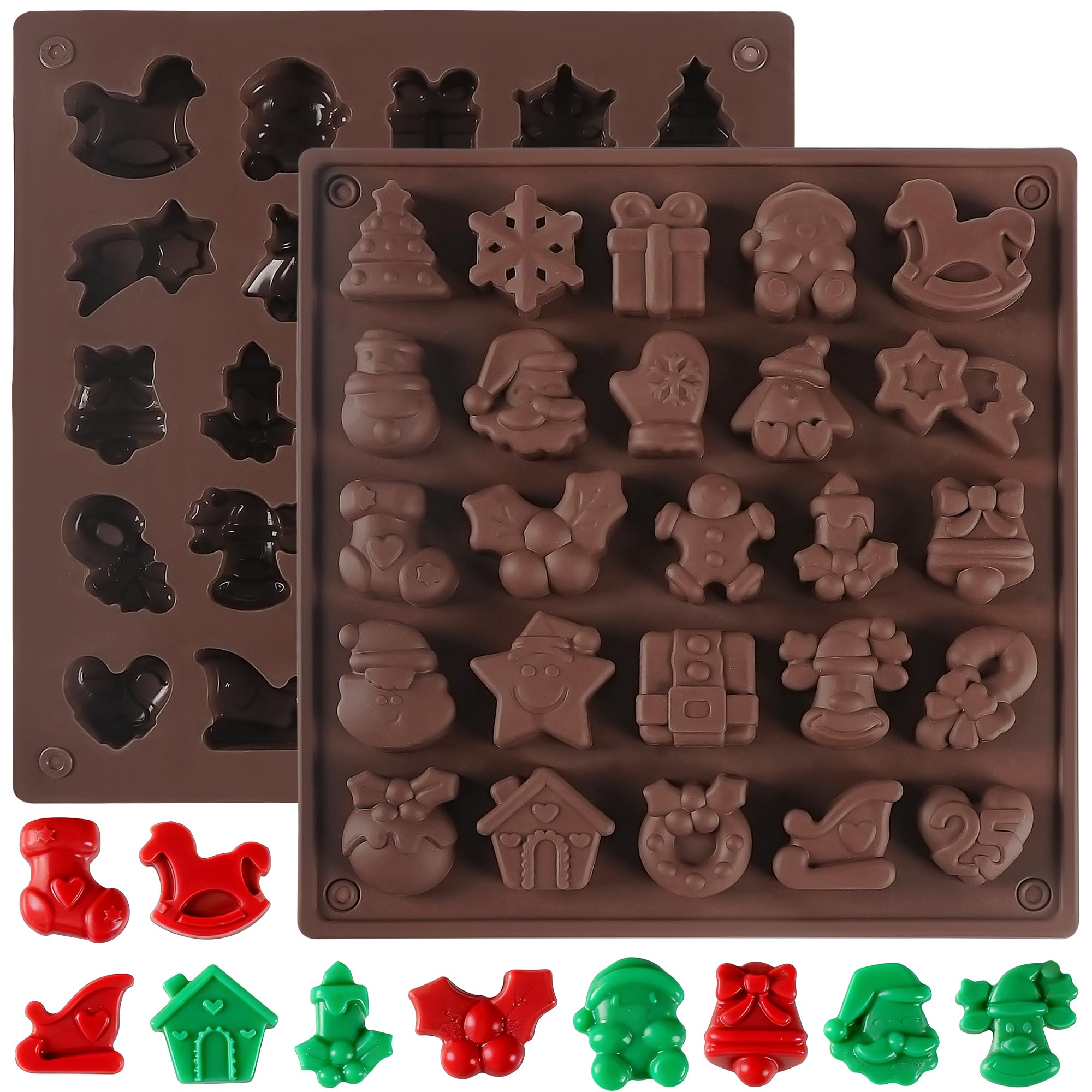 Silicone Mold Baking - 1-2 ชิ้นแม่พิมพ์ซิลิโคนคริสต์มาส แม่พิมพ์ช็อกโกแลตฟองดอง | เครื่องประดับซิลิโคนสำหรับต้นคริสต์มาส ซานตา