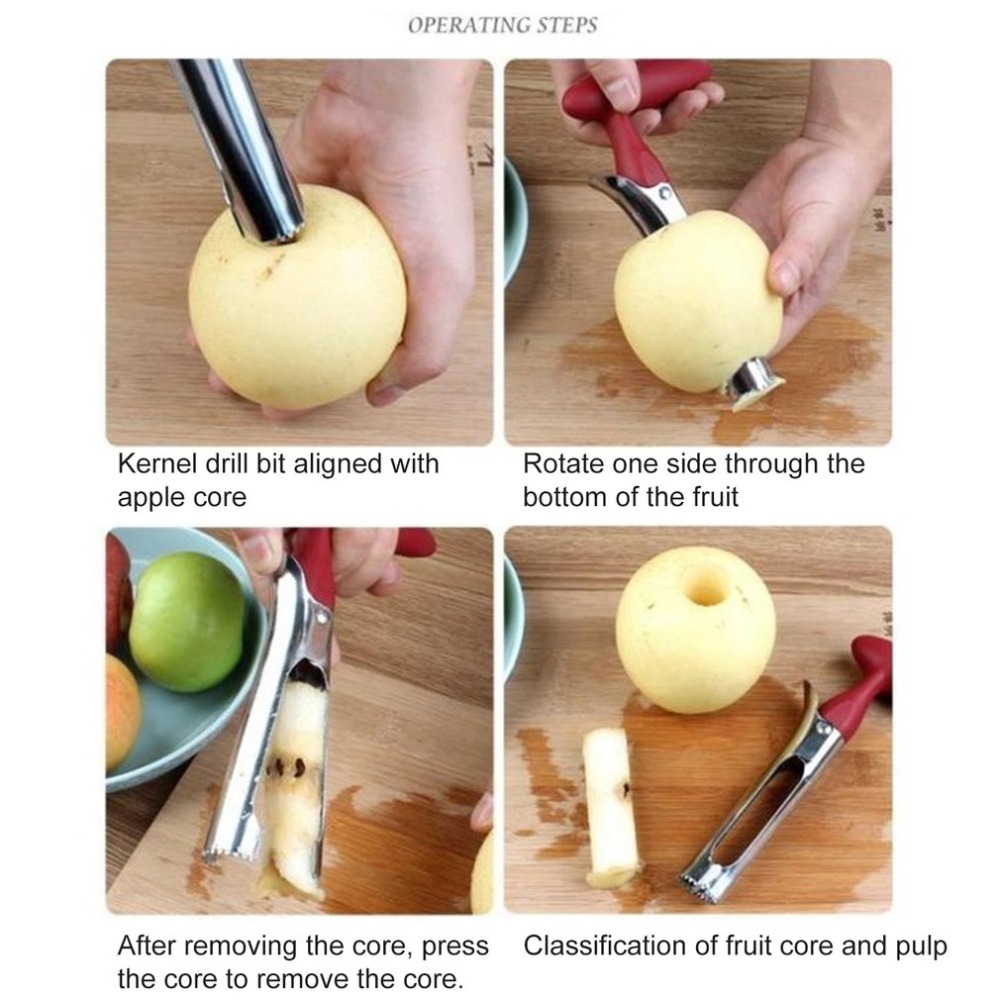 Apple Corer Slicer - ที่คว้านแกนแอปเปิ้ล สแตนเลส คมกริบ ใช้เตรียมผลไม้ ที่คว้านแกนแอปเปิ้ล แข็งแรง