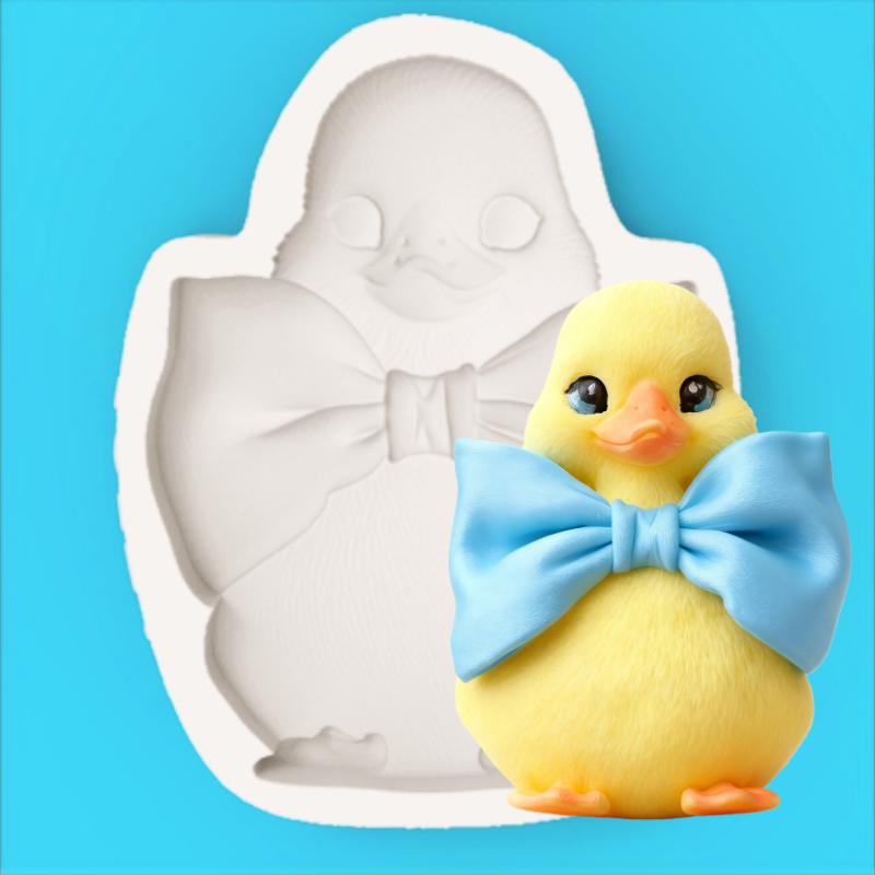 Silicone Mold Baking - แม่พิมพ์ลูกเป็ดพร้อมโบว์ผูกคอ, แม่พิมพ์รูปลูกเป็ดน่ารัก, แม่พิมพ์ทำขนมเค้กช็อกโกแลตตกแต่งรูปลูกเป็ดสวยงาม