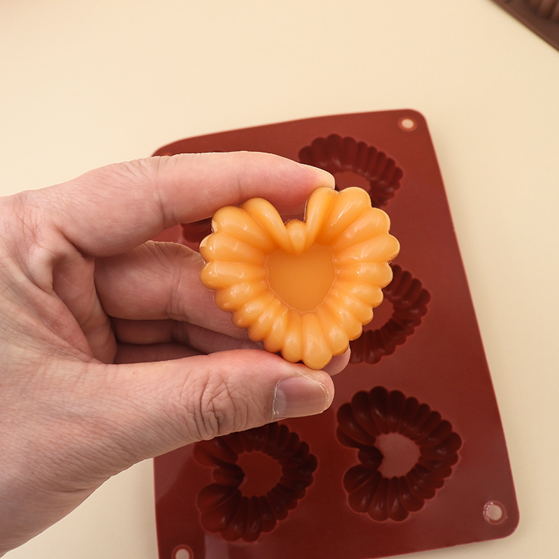 Silicone Mold Baking - รูปหัวใจซิลิโคนช็อกโกแลตแม่พิมพ์ DIY เบเกอรี่แม่พิมพ์ 6 หลุมน้ําแข็งตารางแม่พิมพ์ Mousse