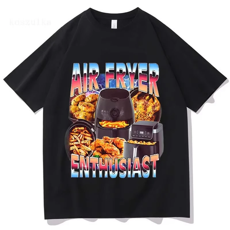 Kitchen Gadgets Air Fryer - เสื้อยืดลายมีมตลกสำหรับคนรักหม้อทอดไร้น้ำมัน เสื้อยืดแฟชั่นผู้หญิงสไตล์วินเทจ แขนสั้น เสื้อยืดลำลอง สตรีทแวร์