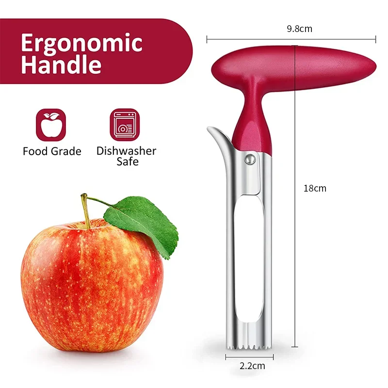 Apple Corer Slicer - ที่คว้านแอปเปิ้ลแบบพรีเมียม สแตนเลส ที่คว้านแกนแอปเปิ้ลและลูกแพร์ เครื่องมือตัดผลไม้ ที่คว้านเมล็ด ที่หั่น