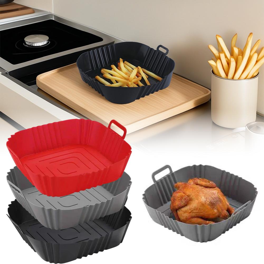 Kitchen Gadgets Air Fryer - แผ่นรองซิลิโคนสำหรับหม้อทอดไร้น้ำมัน อุปกรณ์เสริมสำหรับหม้อทอดไร้น้ำมัน ถาดอบพิซซ่า ไก่ทอด แบบไม่ติดกระทะ