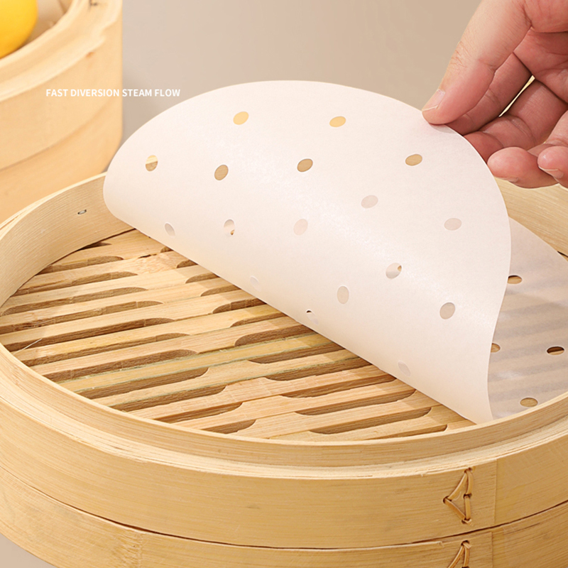 Kitchen Gadgets Air Fryer - 50pcs ไม้ไผ่ Steamer Papers Disposable Non-Stick