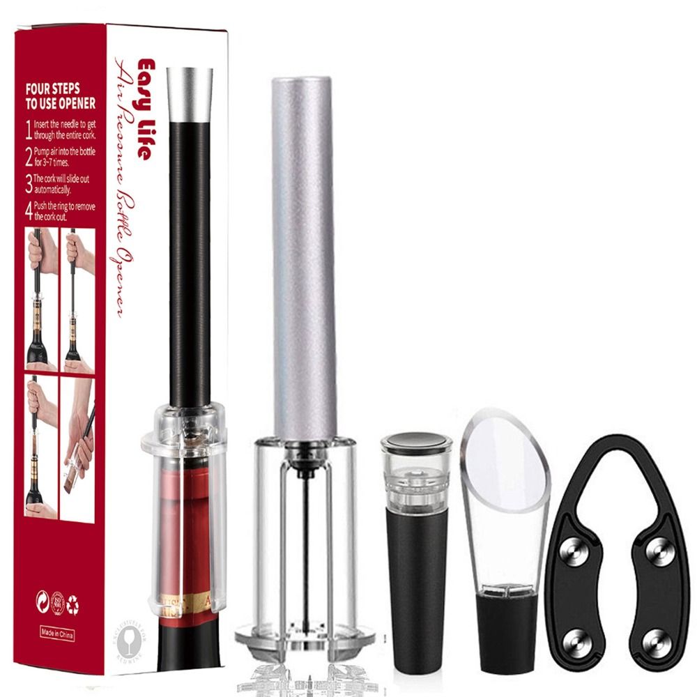 Kitchen Gadgets Everyone Needs - ชุดอุปกรณ์เสริมบาร์ ที่เปิดขวดไวน์ ทำจากอลูมิเนียมอัลลอยด์และ ABS พร้อมที่ดูดฝุ่น ที่เปิดขวดไวน์แบบสุญญากาศ