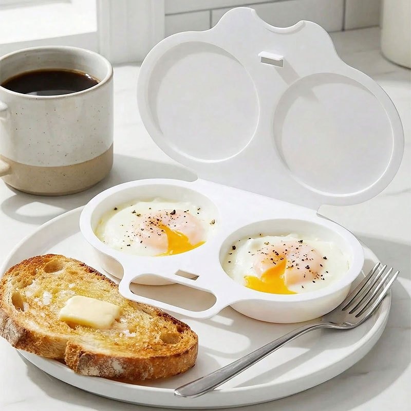 Kitchen Gadgets For Gifts - กล่องนึ่งไข่สำหรับไมโครเวฟ เหมาะสำหรับทำอาหารเช้า เบนโตะ อาหารกลางวัน อุปกรณ์ครัว ของใช้ช่วงเปิดเทอม
