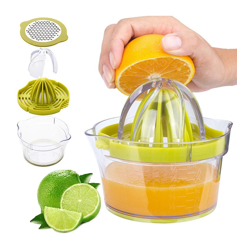 Citrus Lemon Squeezer - เครื่องคั้นน้ำส้มแบบมือหมุนพร้อมถ้วยตวงในตัวและที่ขูด 12 ออนซ์ เครื่องคั้นน้ำส้ม