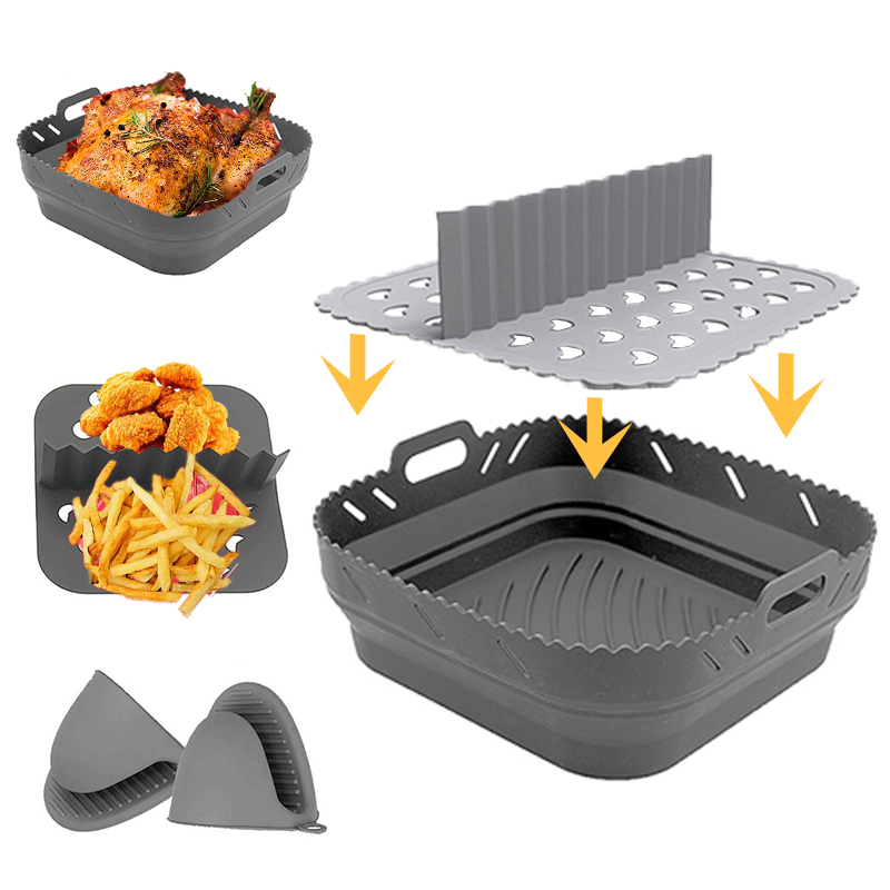 ตะกร้าซิลิโคนทรงสี่เหลี่ยมหม้อ - Kitchen Gadgets Air Fryer บทวิจารณ์และราคา