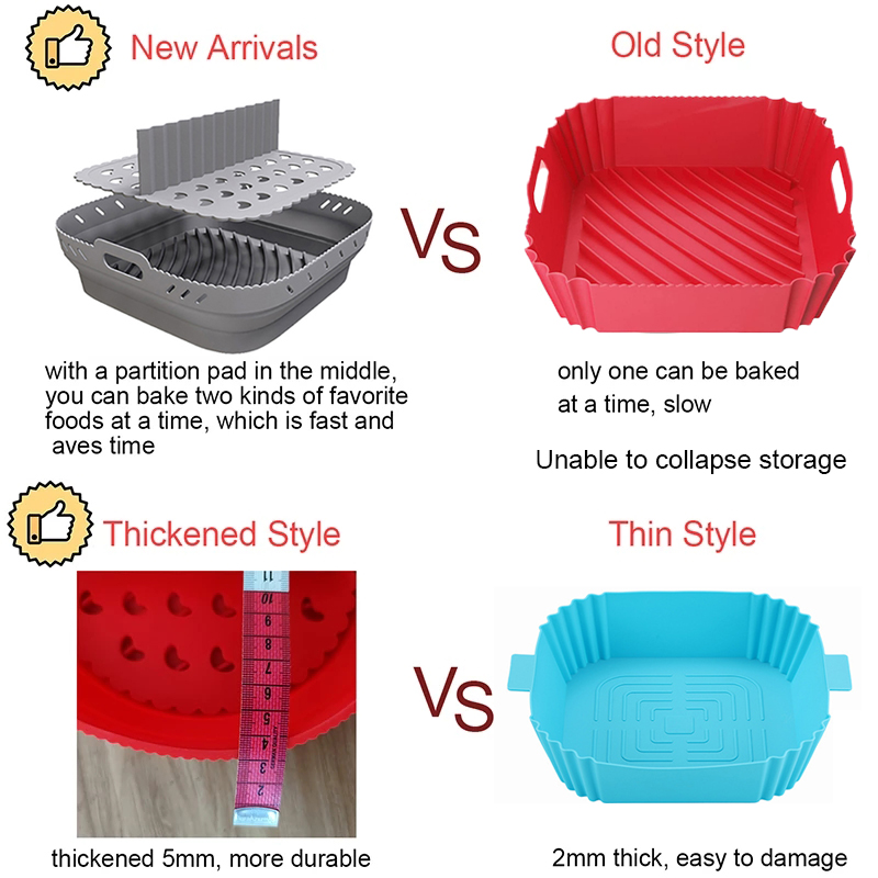 ตะกร้าซิลิโคนทรงสี่เหลี่ยมหม้อ - Kitchen Gadgets Air Fryer บทวิจารณ์และราคา